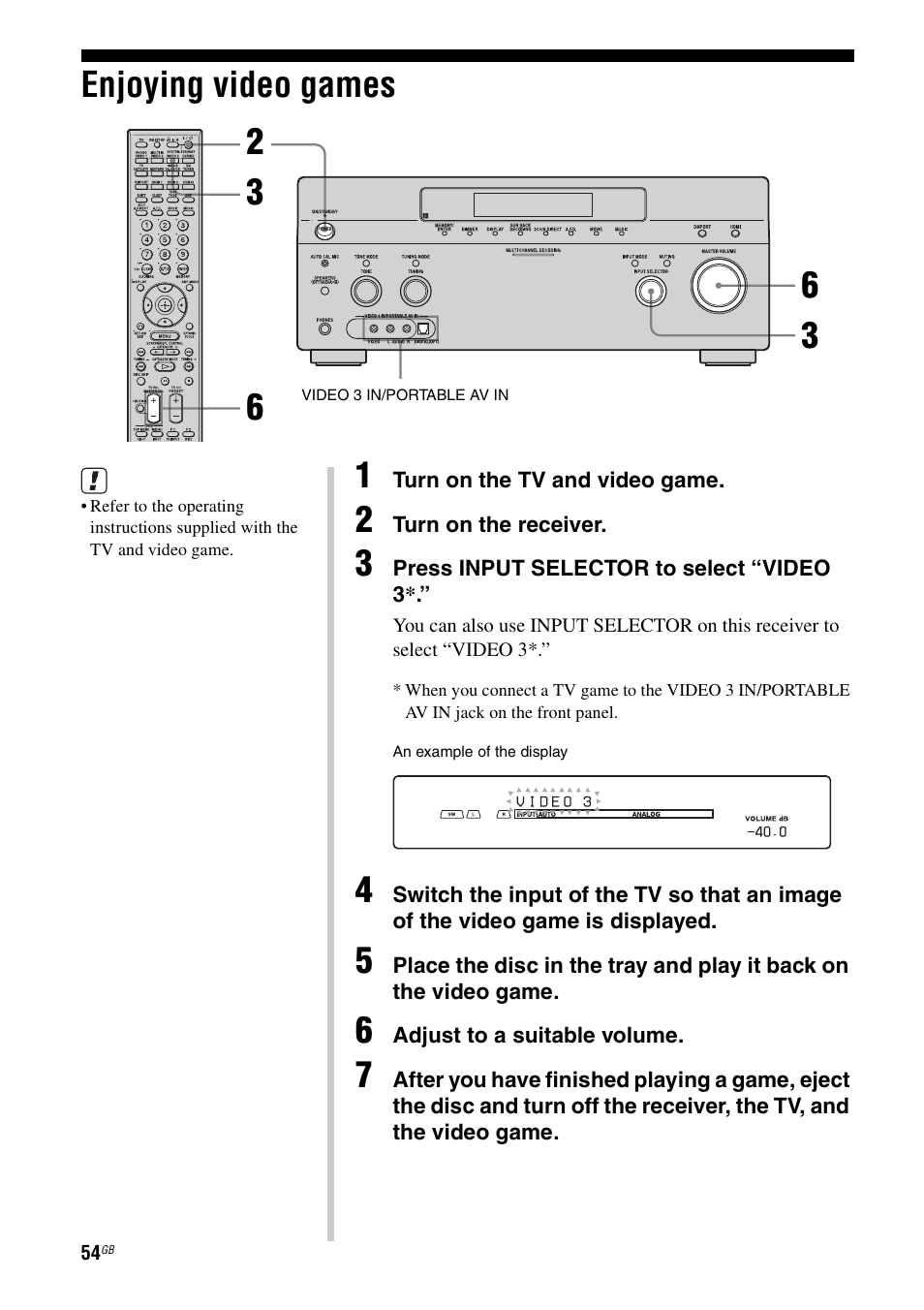 Enjoying video games | Sony STR-DG2100 User Manual | Page 54 / 134