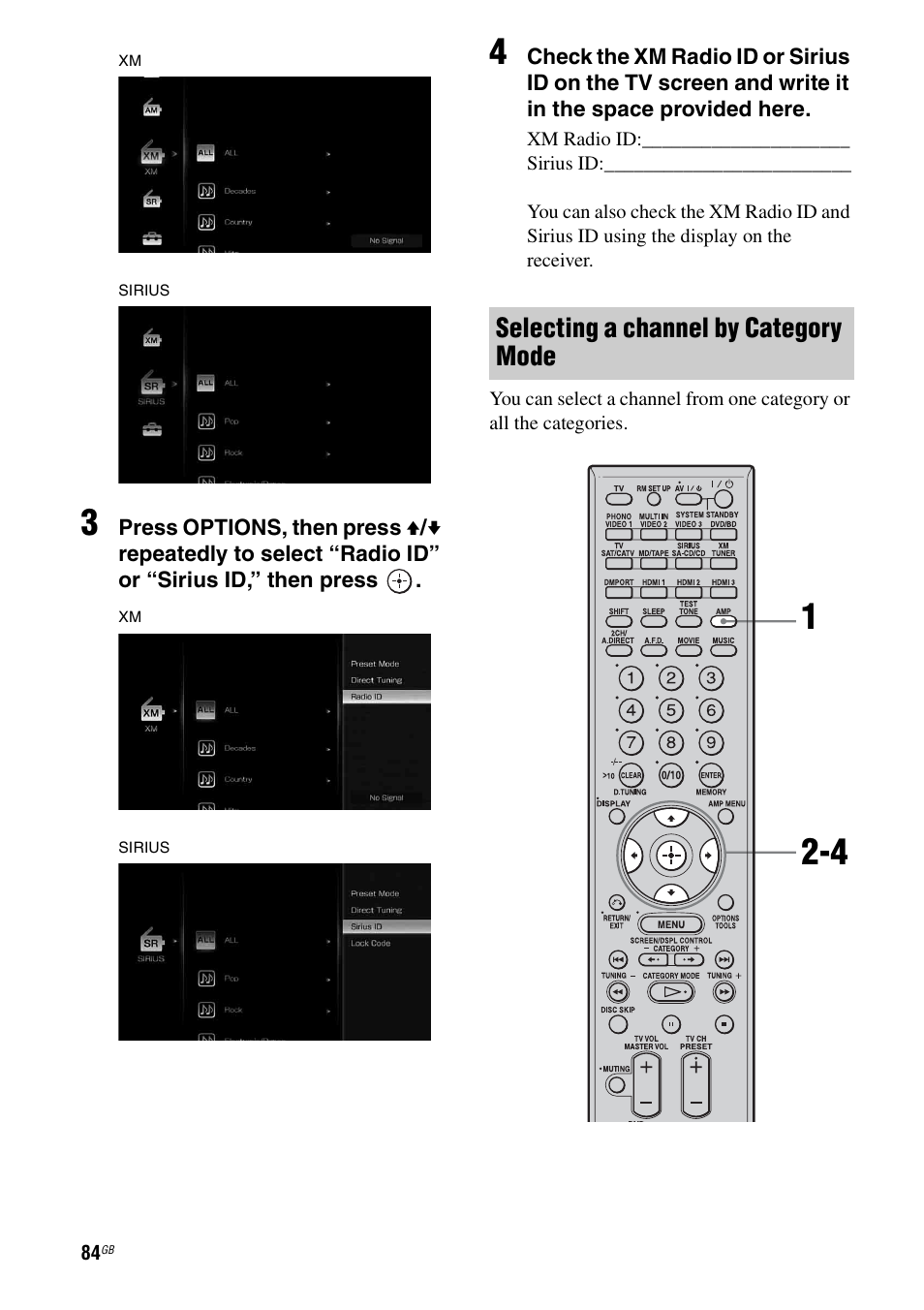 Selecting a channel by category mode | Sony STR-DG2100 User Manual | Page 84 / 134