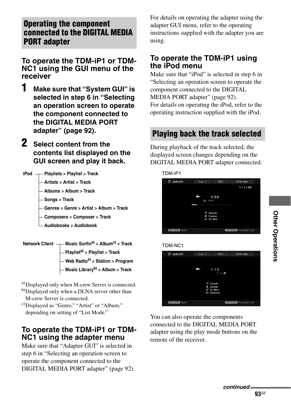 Playing back the track selected | Sony STR-DG2100 User Manual | Page 93 / 134