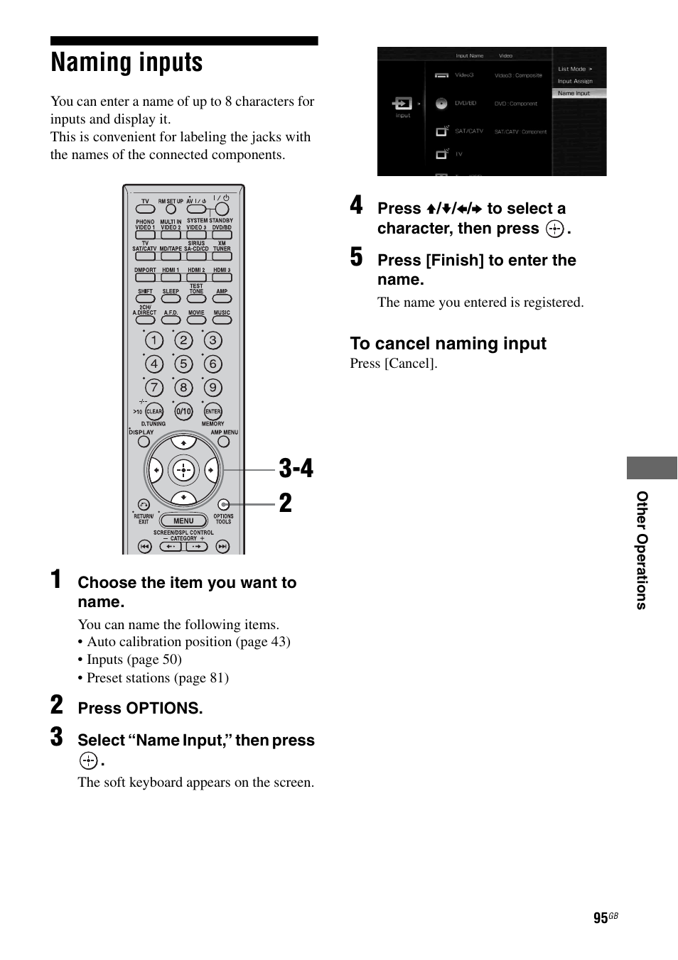 Naming inputs | Sony STR-DG2100 User Manual | Page 95 / 134