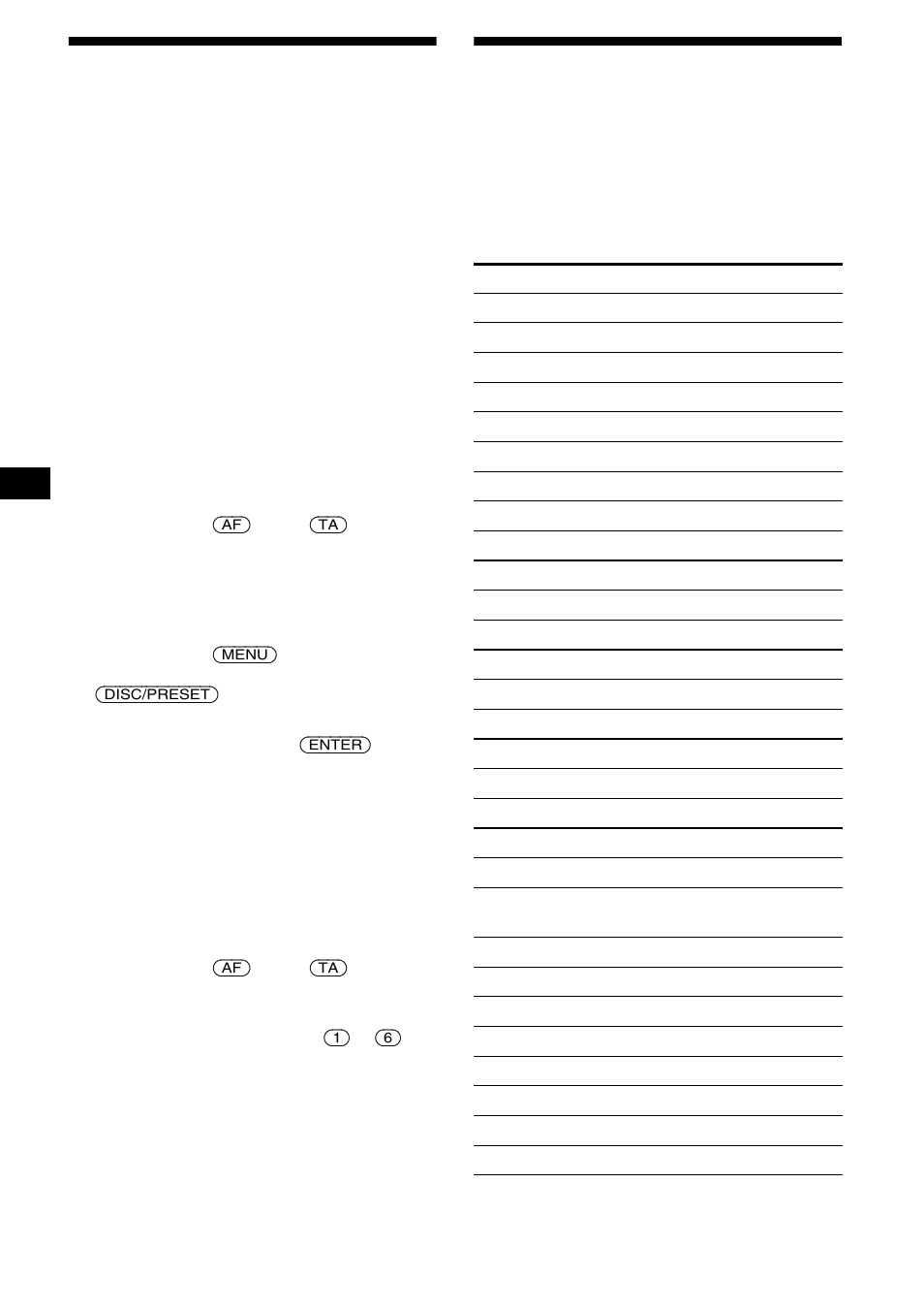 Présélection des stations rds avec les réglages, Af et ta, Syntonisation d’une station en fonction du type | D’émission — pty | Sony XR-CA630X User Manual | Page 74 / 150