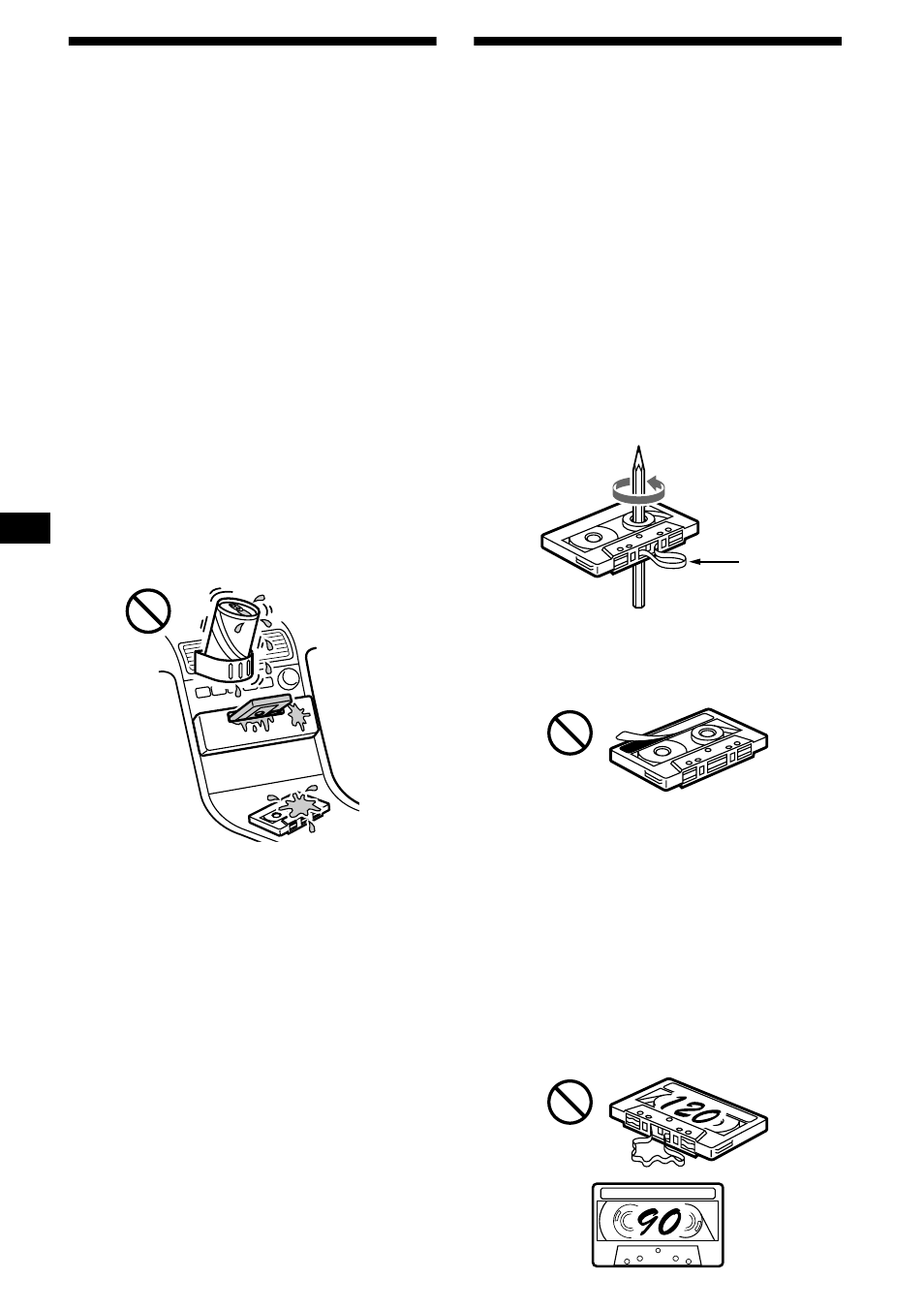 Precauzioni, Note sulle cassette, Precauzioni note sulle cassette | 6precauzioni | Sony XR-CA630X User Manual | Page 96 / 150