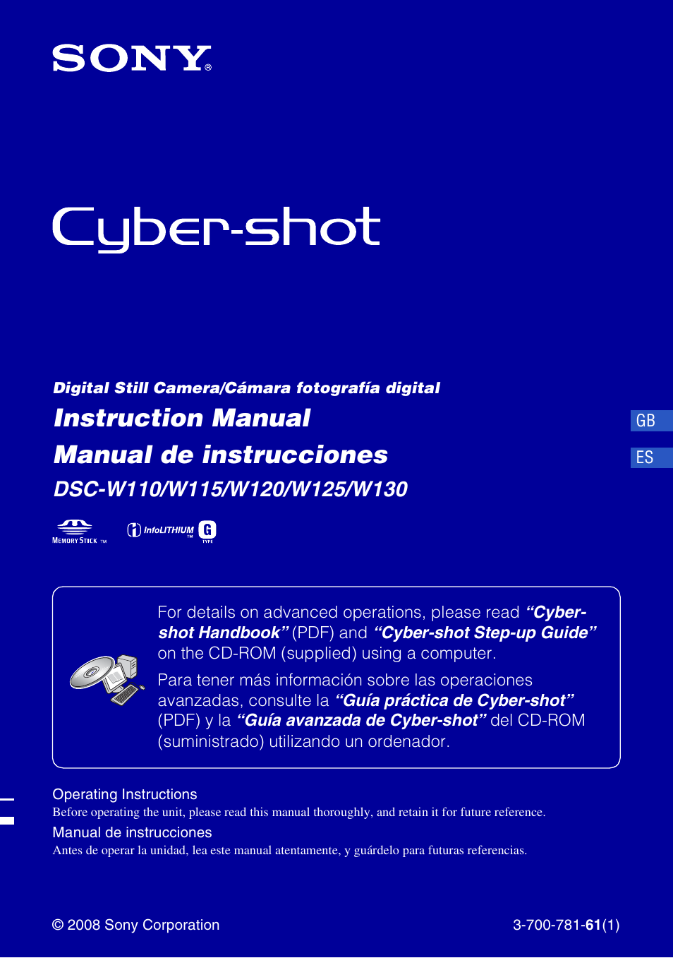 Sony Cyber-shot 3-700-781-61(1) User Manual | 72 pages