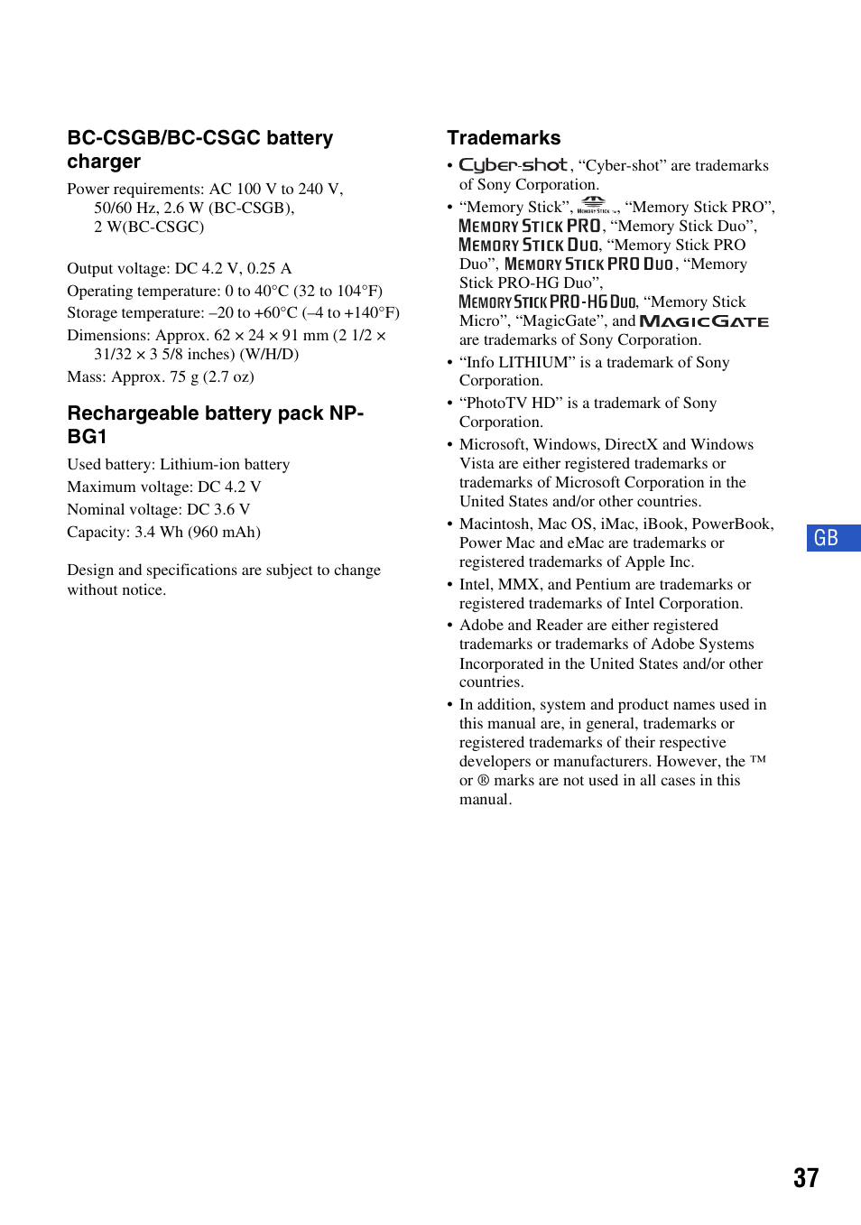 Sony Cyber-shot 3-700-781-61(1) User Manual | Page 37 / 72