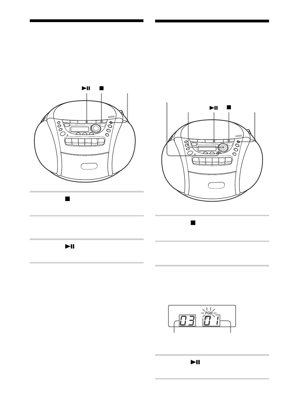 Reproducción de pistas en orden aleatorio, Reproducción aleatoria), Creación de su propio programa | Reproducción programada) | Sony CFD-E95L User Manual | Page 46 / 68