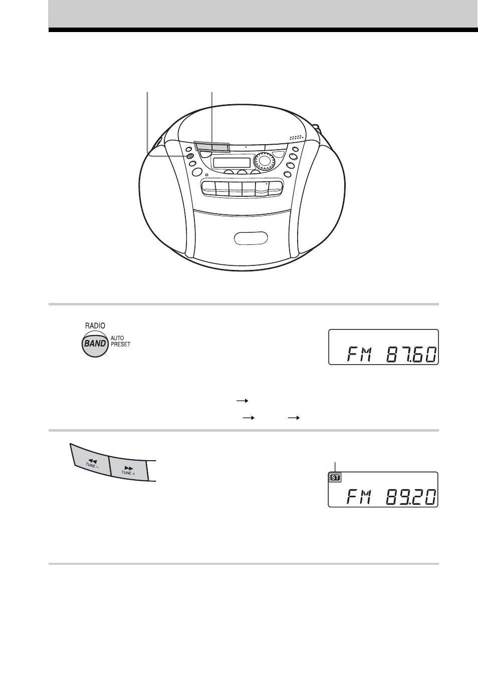 Listening to the radio | Sony CFD-E95L User Manual | Page 6 / 68