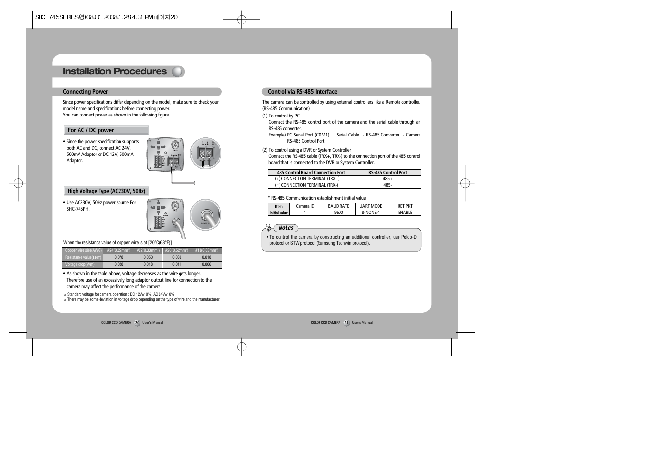 Installation procedures | Sony 560TVL User Manual | Page 11 / 24