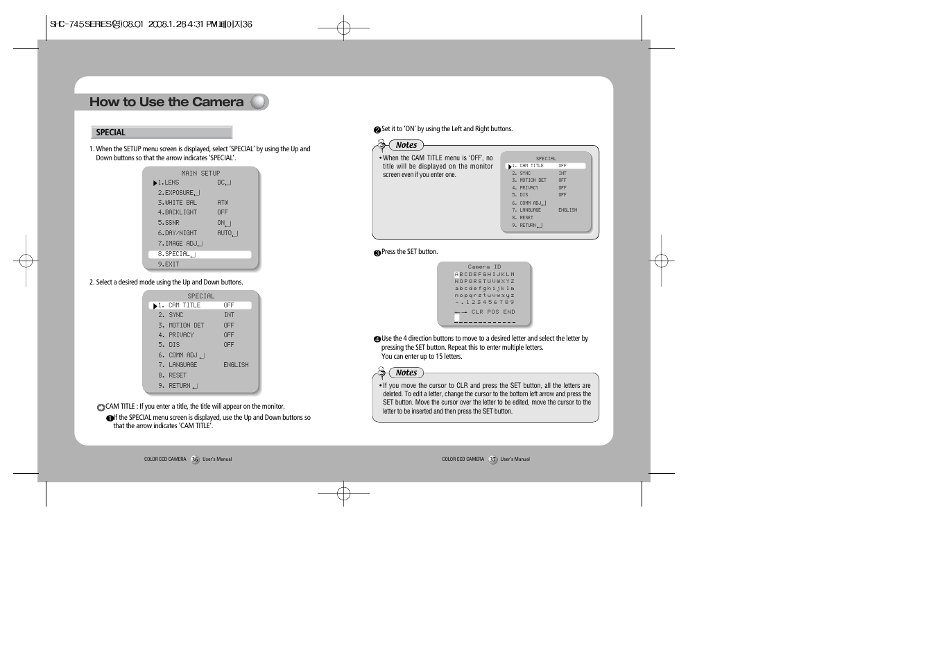 How to use the camera | Sony 560TVL User Manual | Page 19 / 24