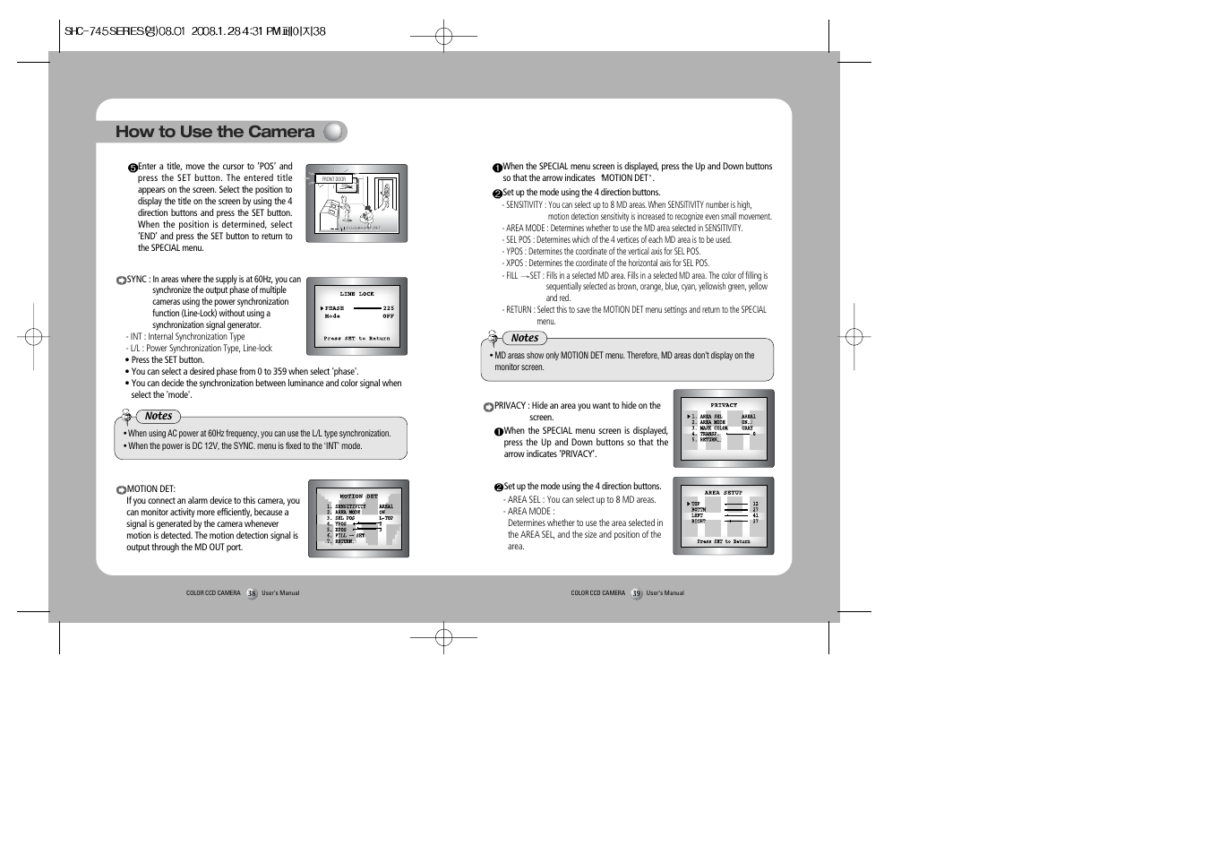 How to use the camera | Sony 560TVL User Manual | Page 20 / 24