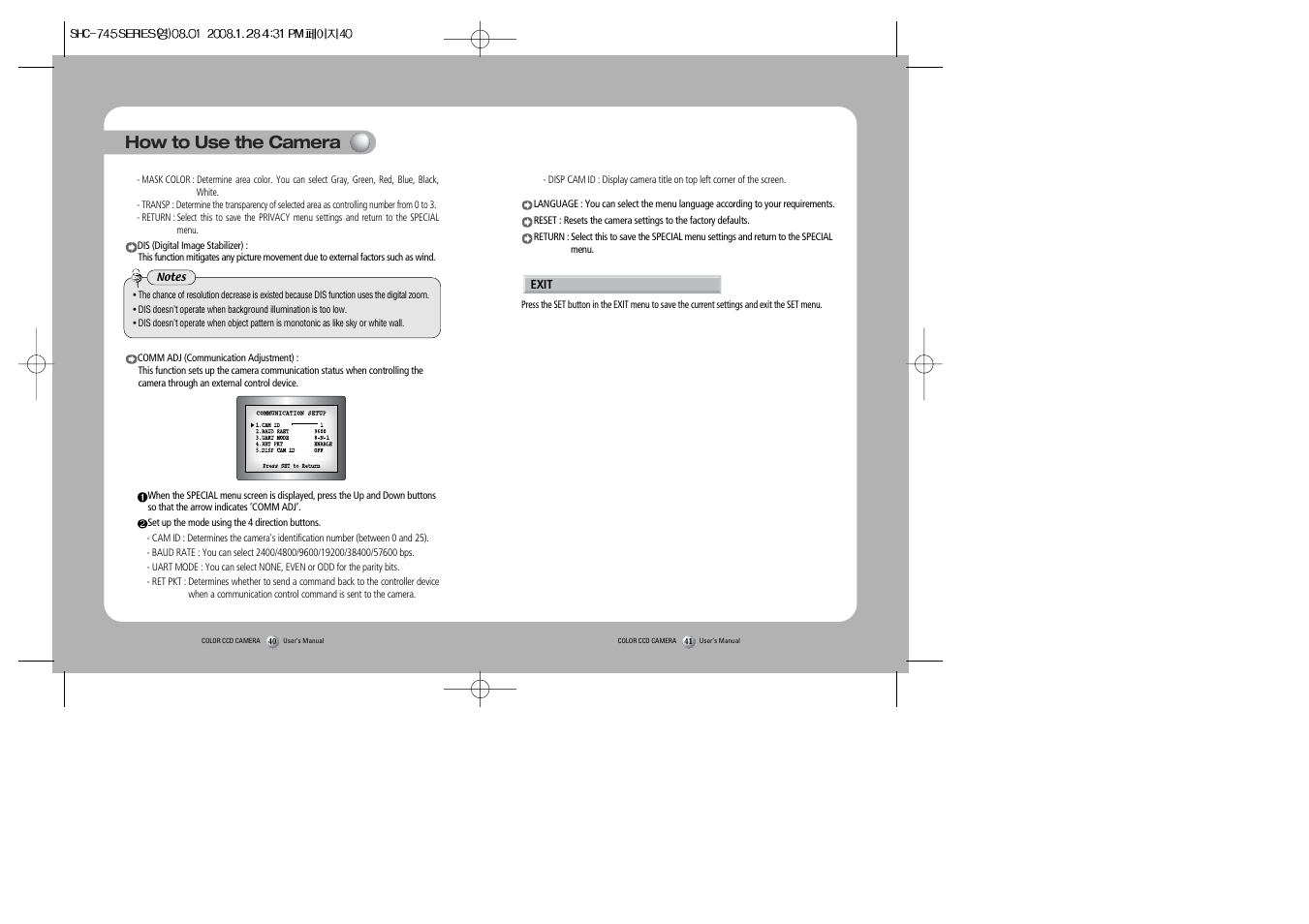 How to use the camera | Sony 560TVL User Manual | Page 21 / 24