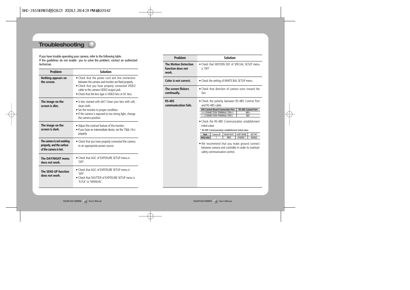 Troubleshooting | Sony 560TVL User Manual | Page 22 / 24