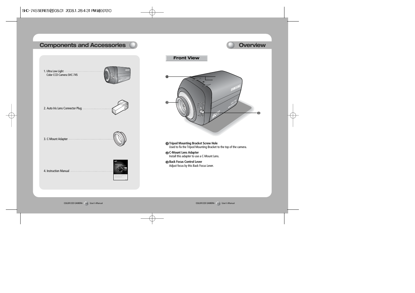 Overview components and accessories | Sony 560TVL User Manual | Page 6 / 24