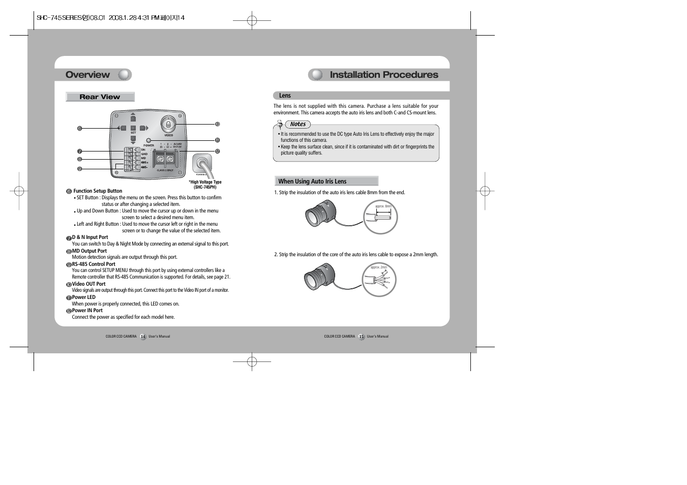 Installation procedures, Overview | Sony 560TVL User Manual | Page 8 / 24