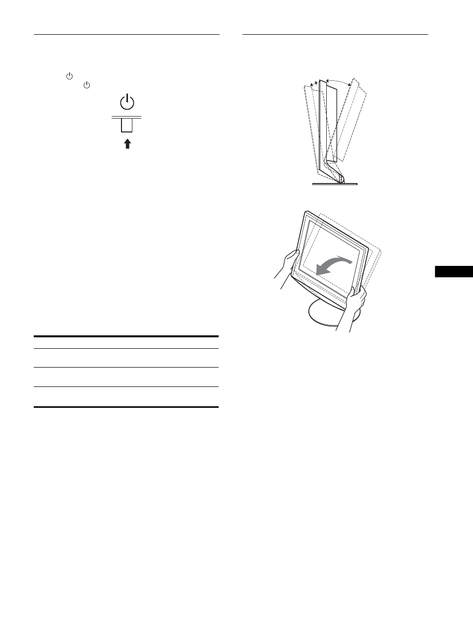 Steg 4: slå på strömmen till bildskärm och dator, Justera lutningen, Steg 4 | Sidor 9 | Sony SDM-HS53 User Manual | Page 142 / 288