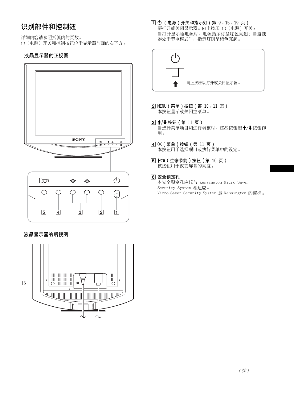 识别部件和控制钮 | Sony SDM-HS53 User Manual | Page 176 / 288