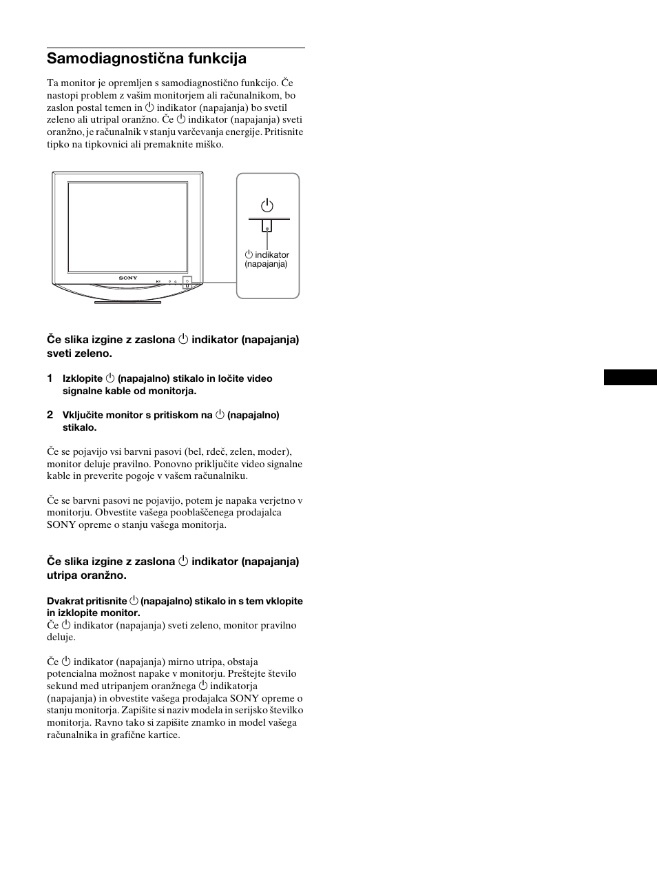 Samodiagnostična funkcija, Ijo (stran 19), Stran 19 | Sony SDM-HS53 User Manual | Page 267 / 288