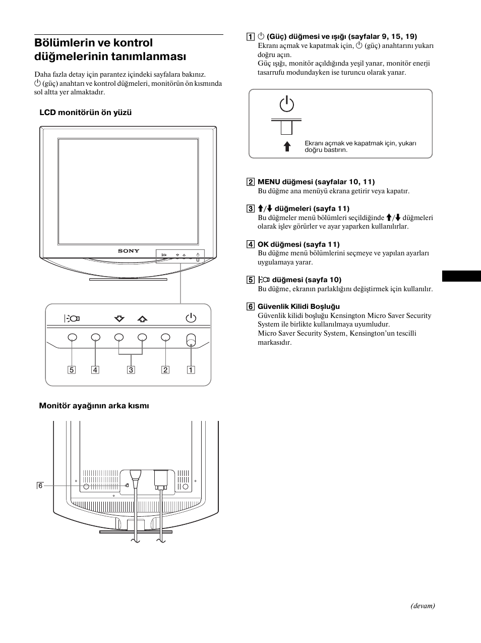 Bölümlerin ve kontrol düğmelerinin tanımlanması | Sony SDM-HS53 User Manual | Page 272 / 288