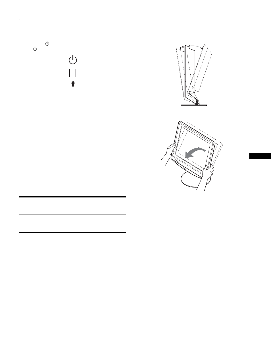 Step 4: turn on the monitor and computer, Adjusting the tilt, Step 4 | Sony SDM-HS53 User Manual | Page 28 / 288