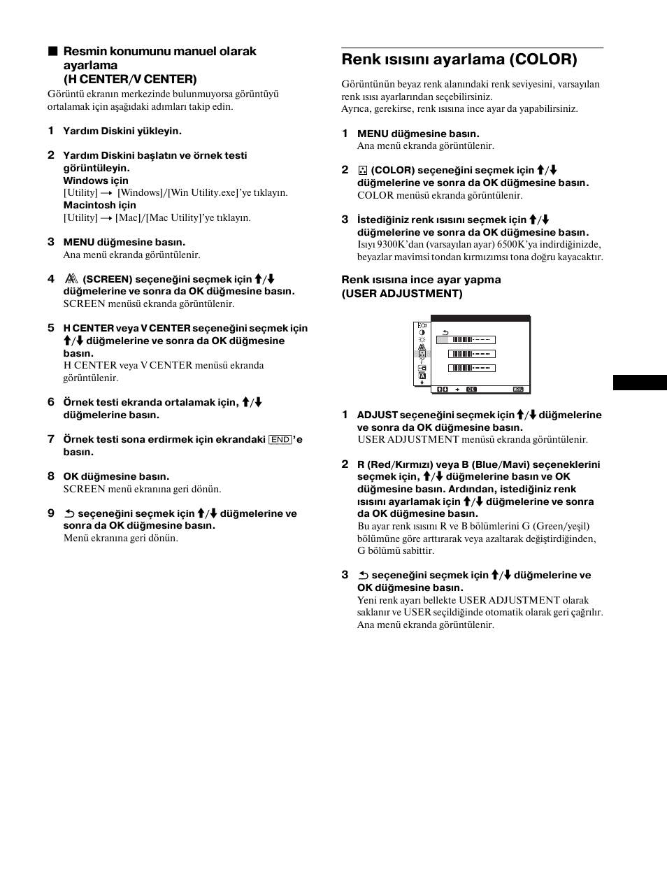 Renk ısısını ayarlama (color), Sayfa 13 | Sony SDM-HS53 User Manual | Page 280 / 288