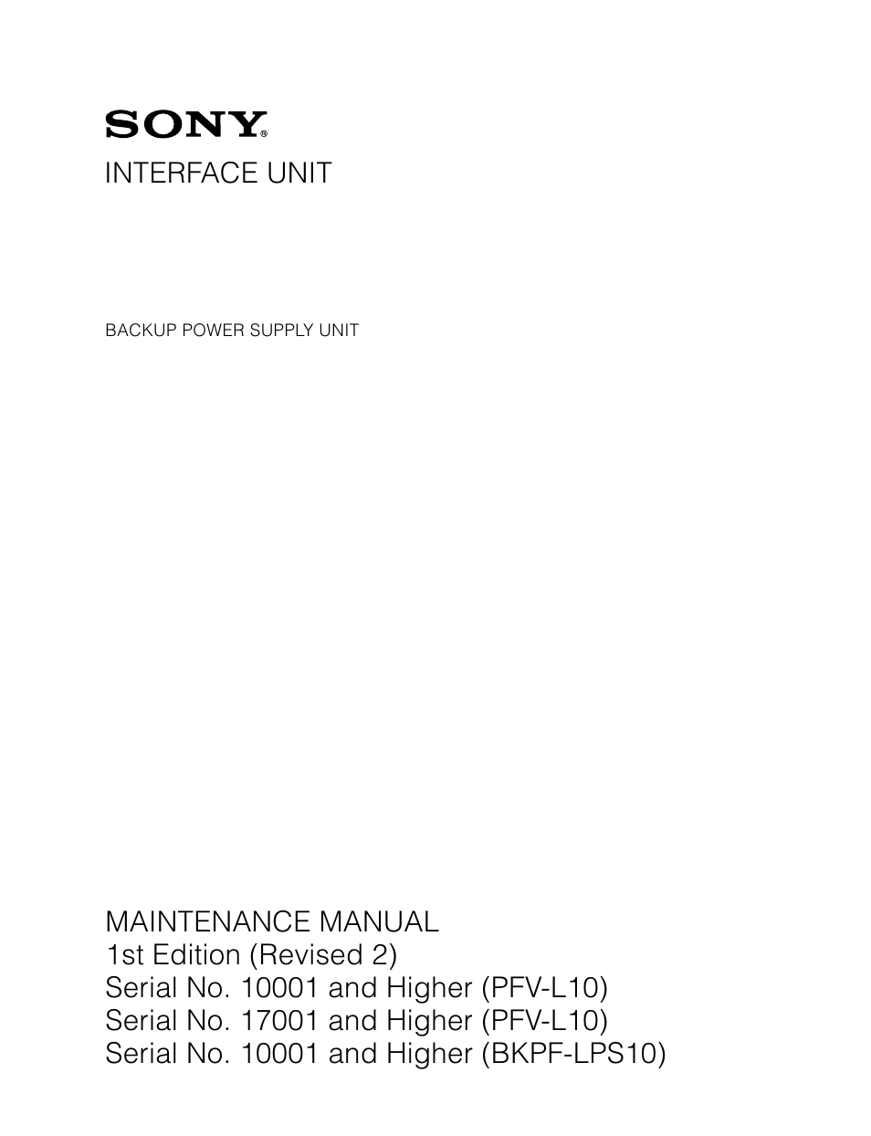 Sony PFV-L10 User Manual | 40 pages