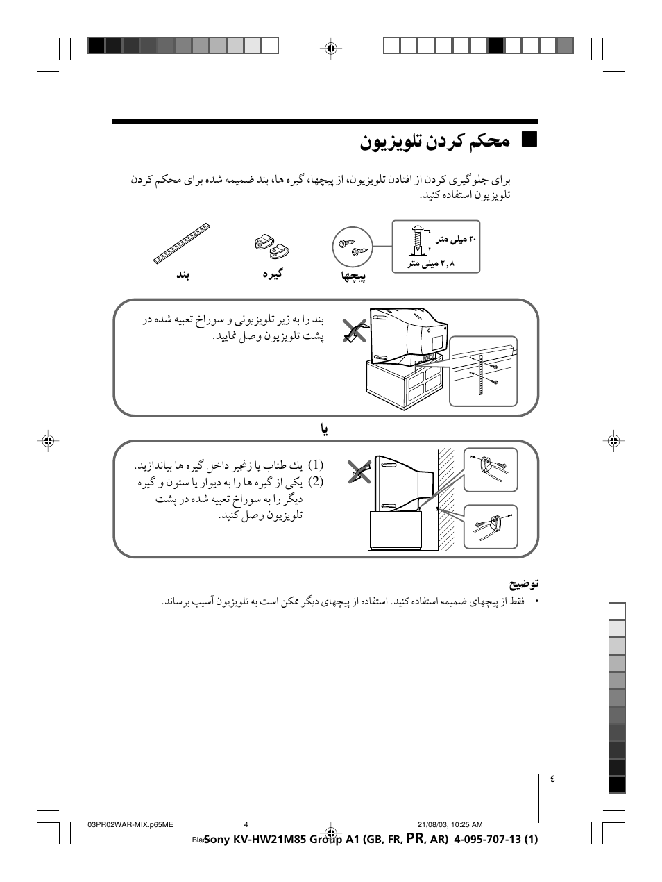 Sony WEGA KV-HW21 User Manual | Page 58 / 110