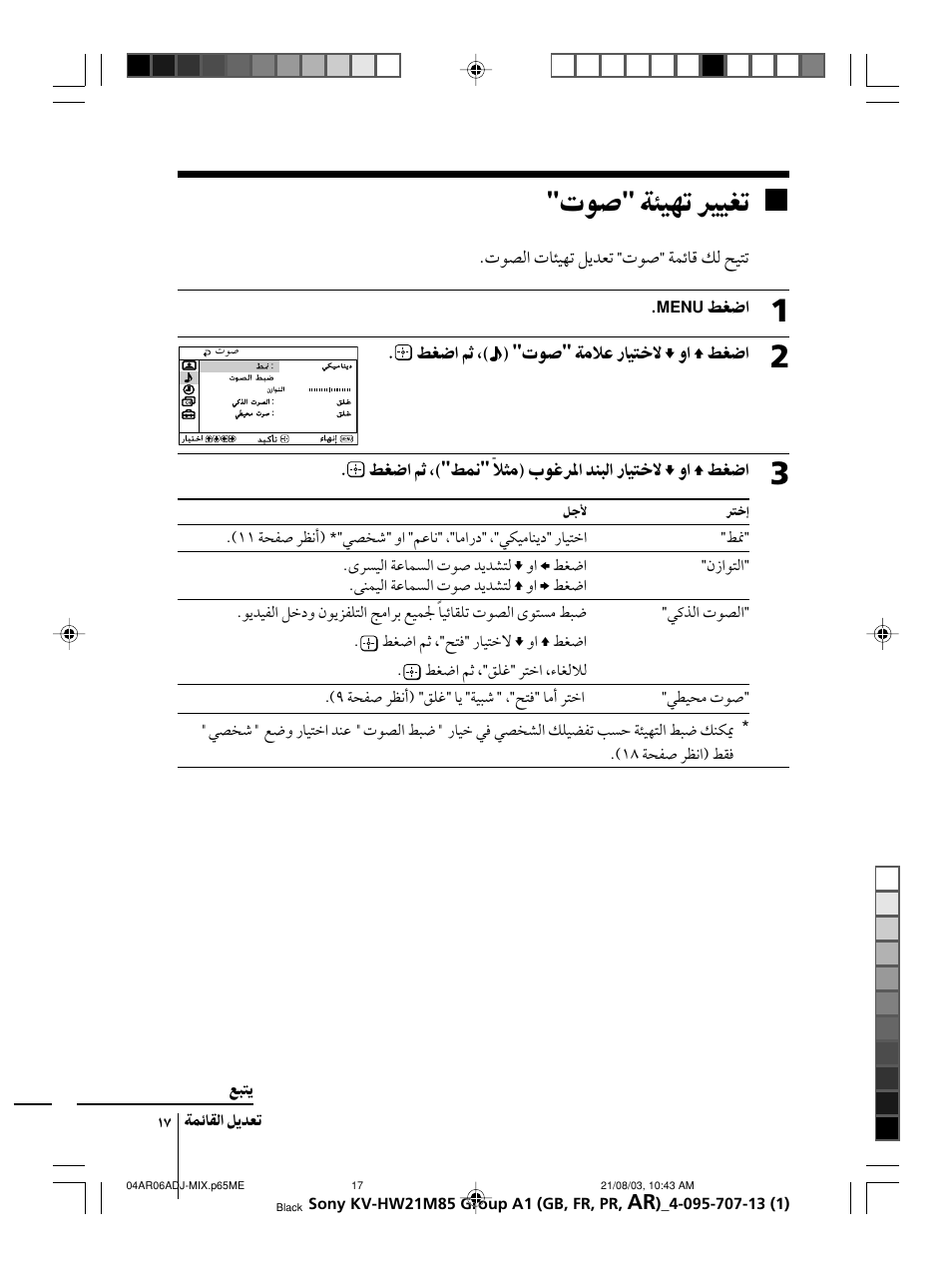 Sony WEGA KV-HW21 User Manual | Page 98 / 110