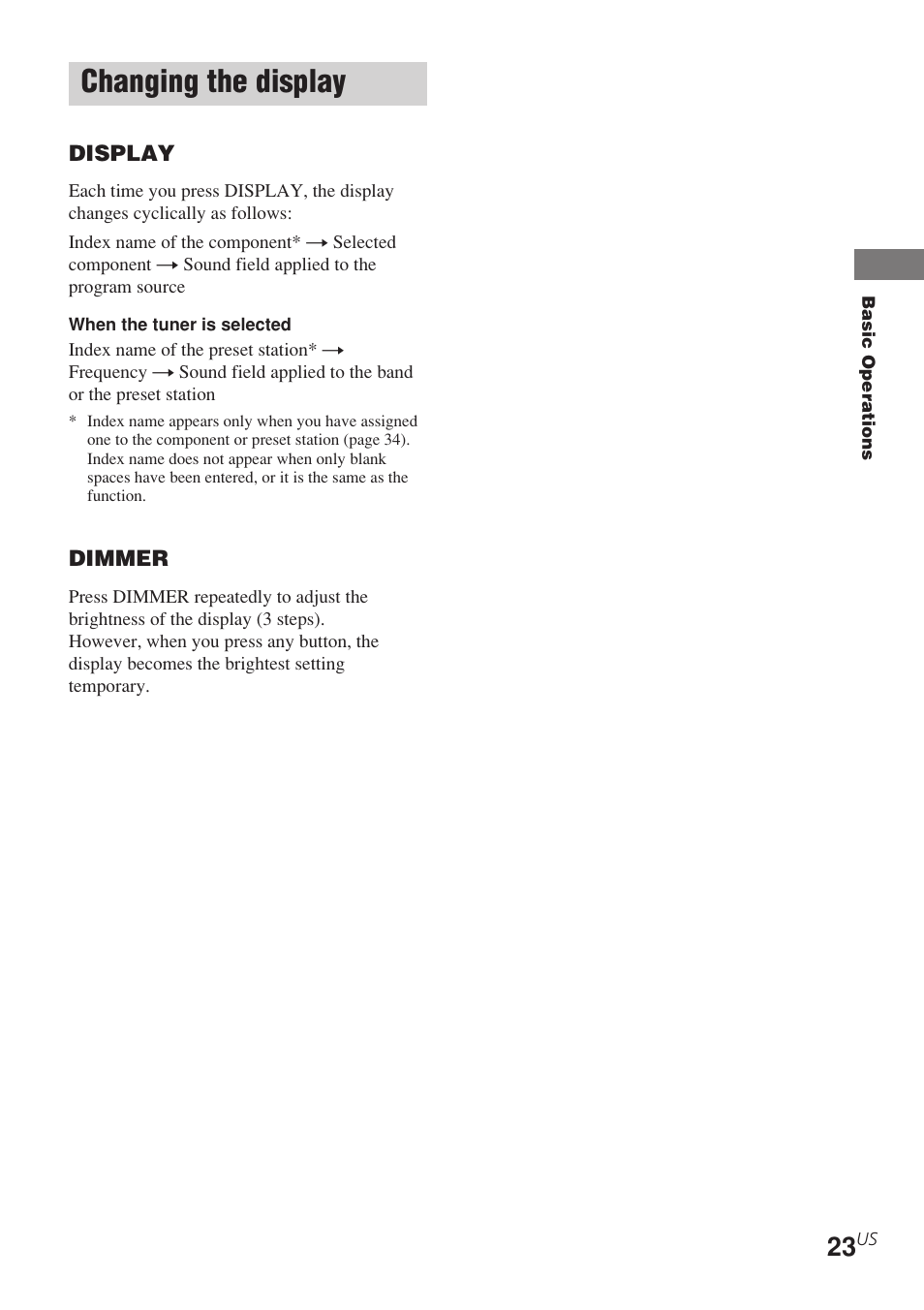 Changing the display | Sony STR-K840P User Manual | Page 23 / 56