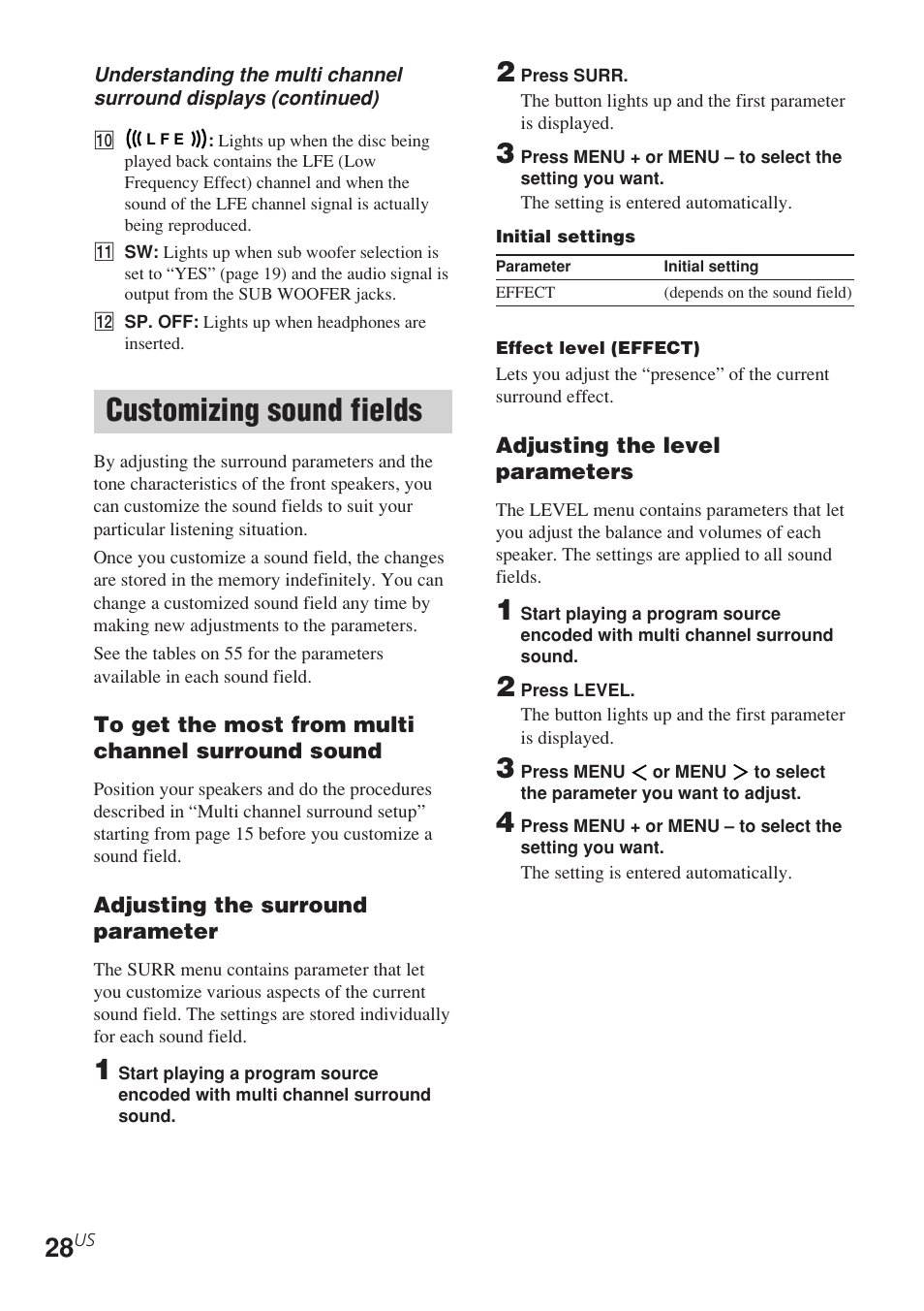 Customizing sound fields | Sony STR-K840P User Manual | Page 28 / 56