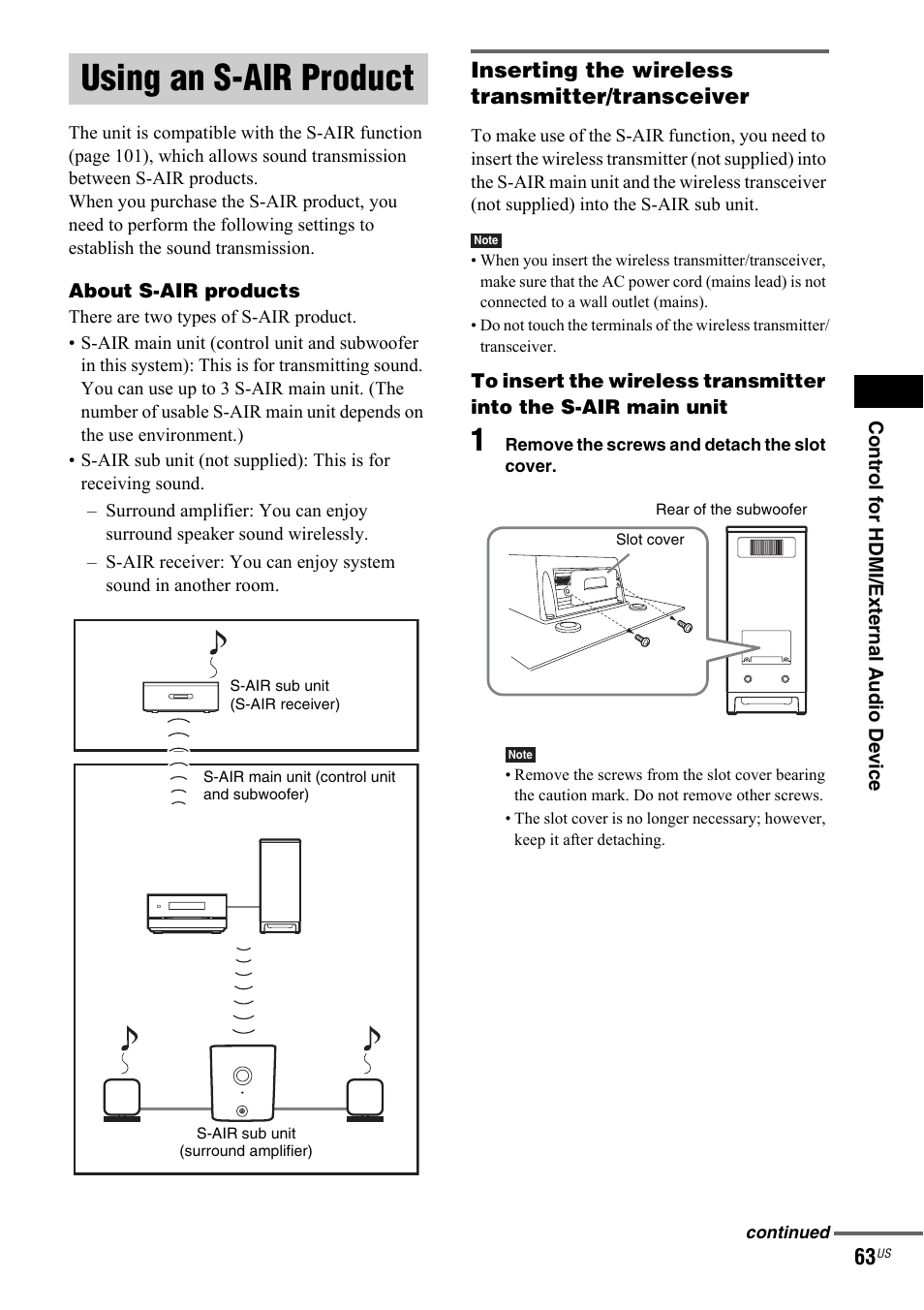 Using an s-air product | Sony DAV-IS50 User Manual | Page 63 / 115