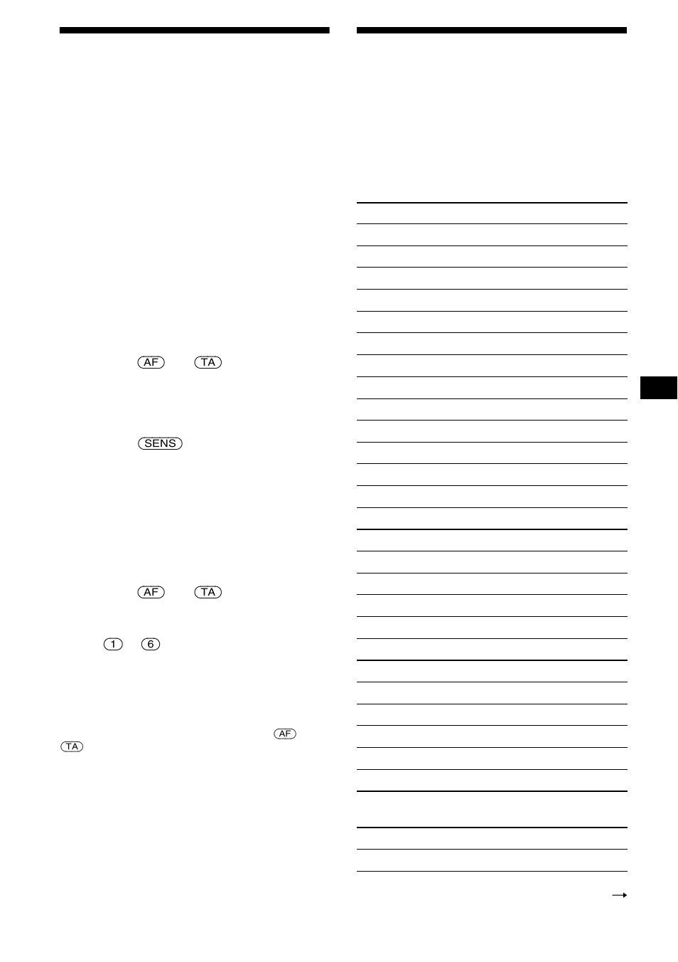 Preselezione di stazioni rds con impostazione, Af e ta, Sintonizzazione delle stazioni in base al tipo di | Sony CDX-CA680X User Manual | Page 107 / 148