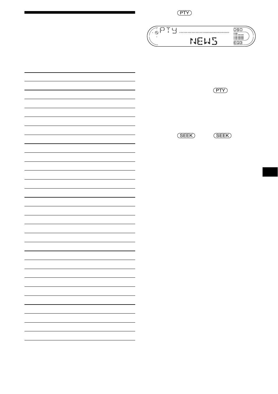 Afstemmen op zenders volgens, Programmatype — pty (programmatypes), 19 afstemmen op zenders volgens programmatype | Sony CDX-CA680X User Manual | Page 137 / 148