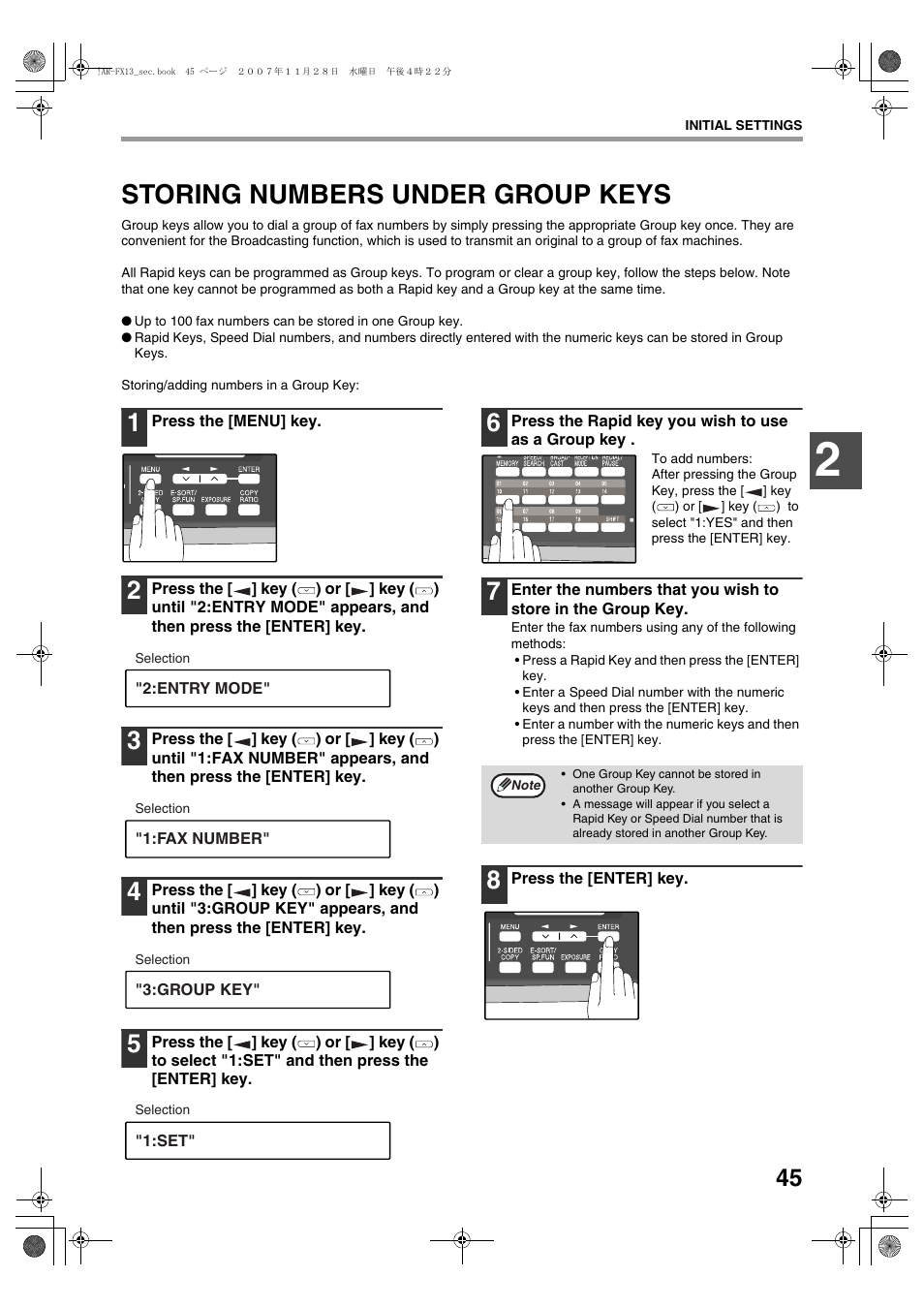 Storing numbers under group keys | Sony AR-208S User Manual | Page 153 / 311