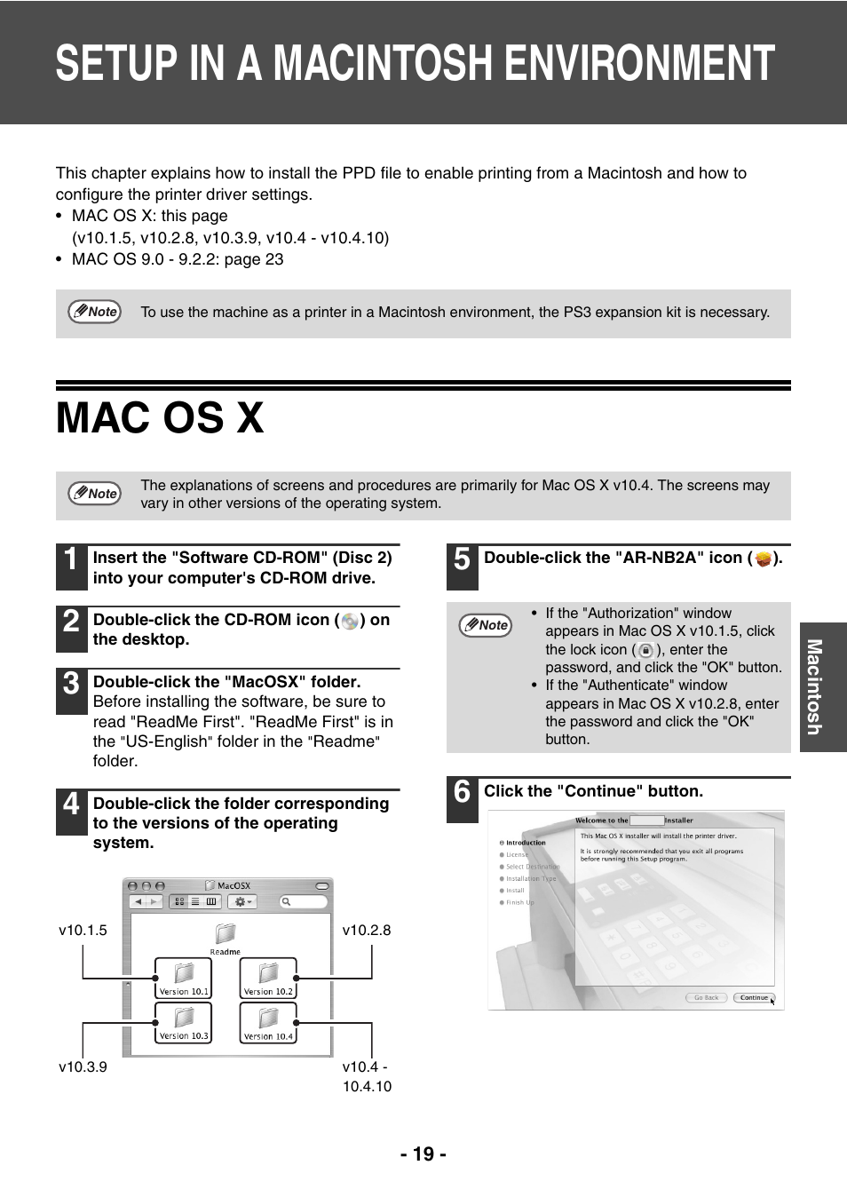 Setup in a macintosh environment, Mac os x, Setup in a macintosh | Environment | Sony AR-208S User Manual | Page 227 / 311