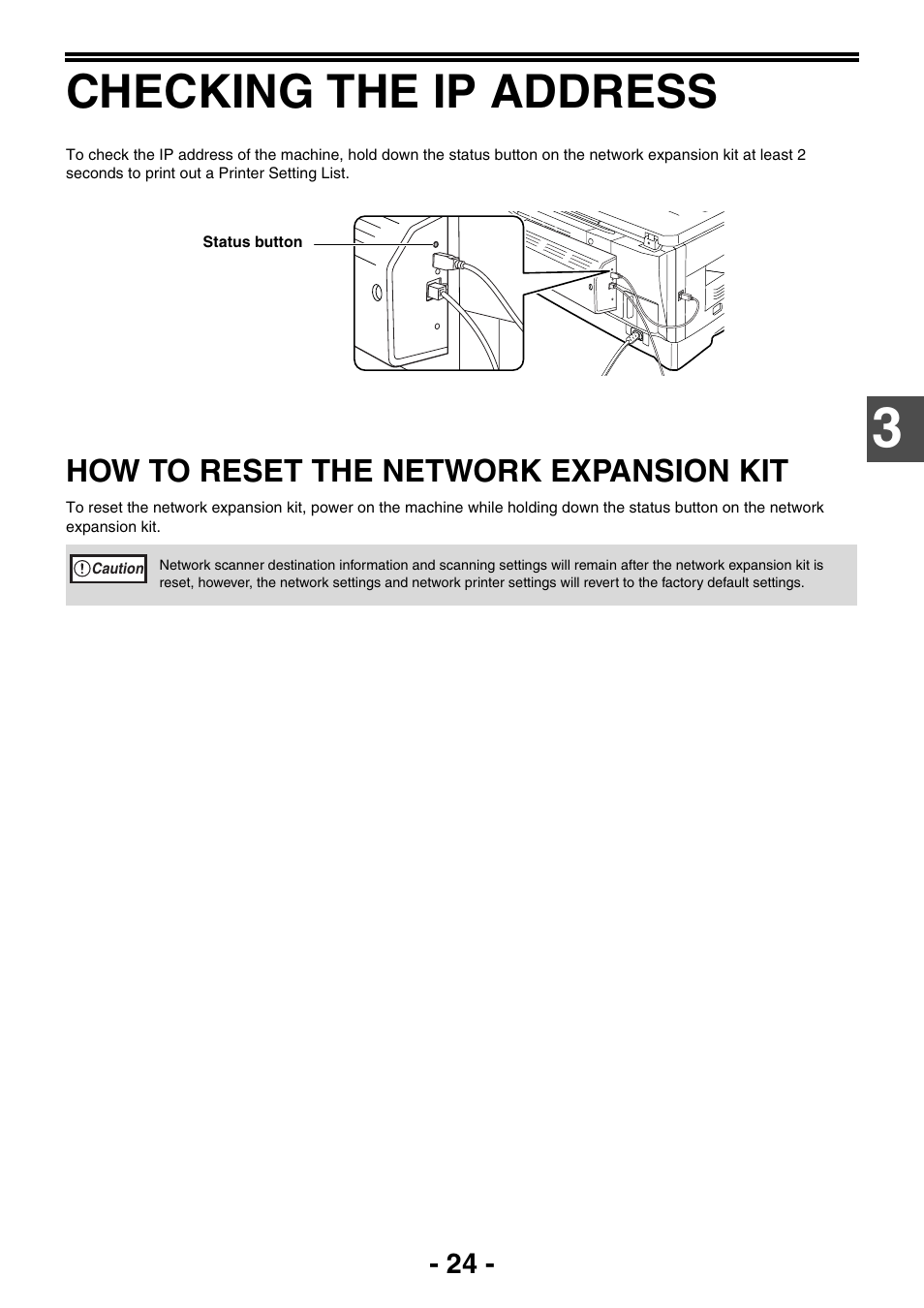 Checking the ip address, How to reset the network expansion kit, How to reset the network | Expansion kit, Checking the ip, Address, P.24) | Sony AR-208S User Manual | Page 257 / 311