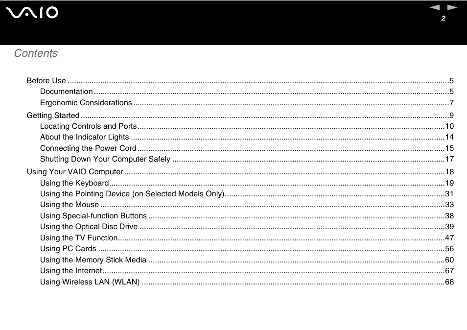 Sony VGC-V User Manual | Page 2 / 158