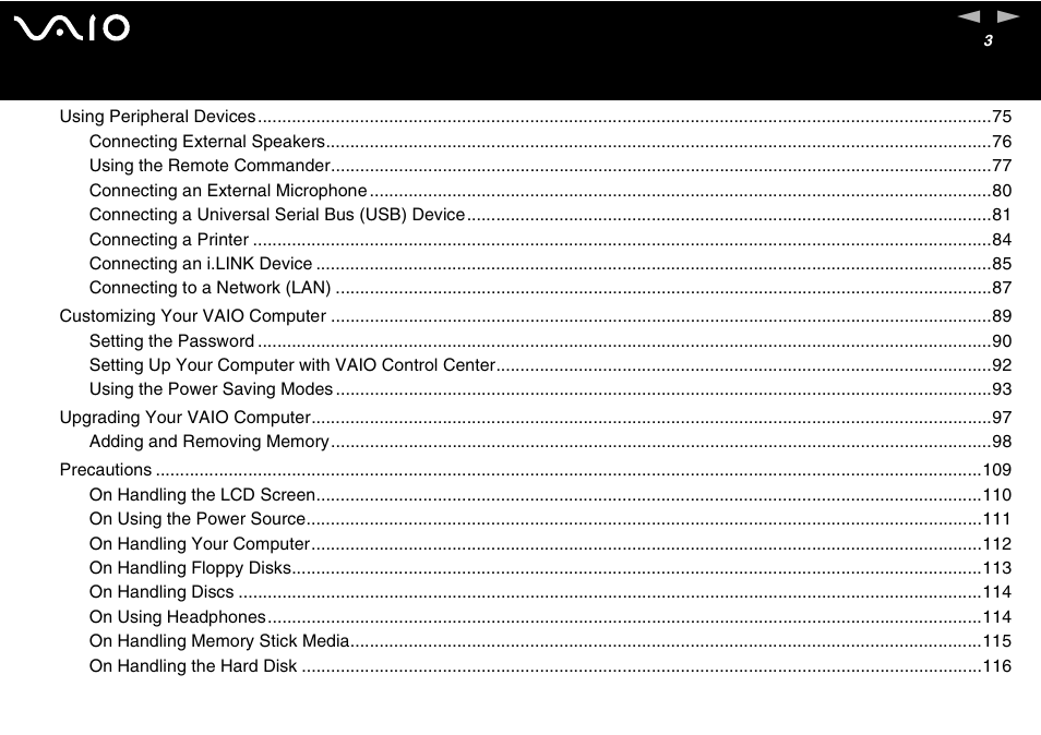 Sony VGC-V User Manual | Page 3 / 158