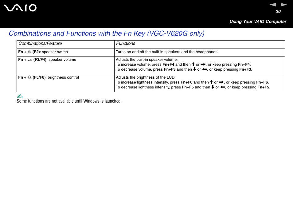 Sony VGC-V User Manual | Page 30 / 158