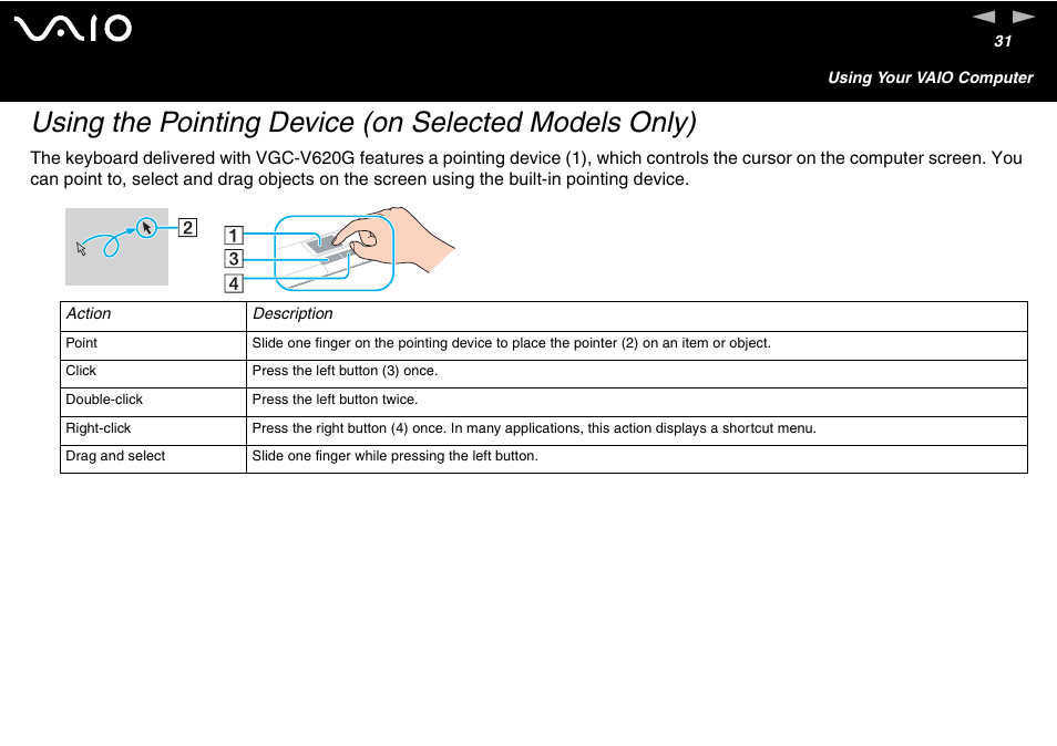 Sony VGC-V User Manual | Page 31 / 158