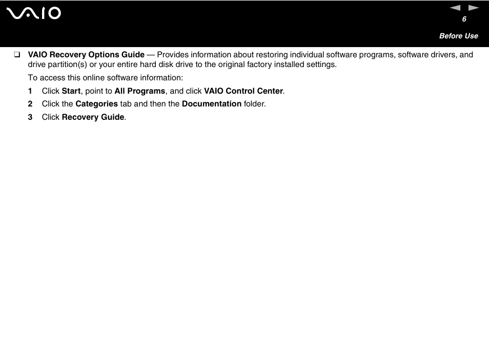 Sony VGC-V User Manual | Page 6 / 158