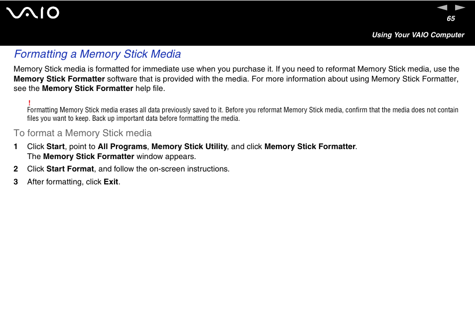 Sony VGC-V User Manual | Page 65 / 158