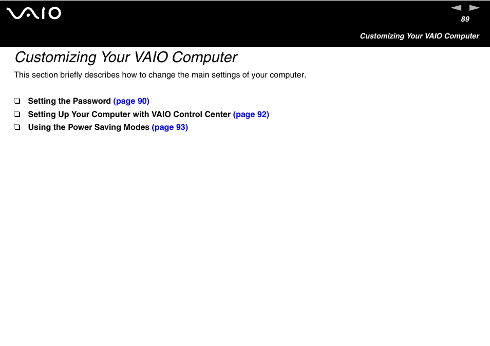 Customizing your vaio computer | Sony VGC-V User Manual | Page 89 / 158