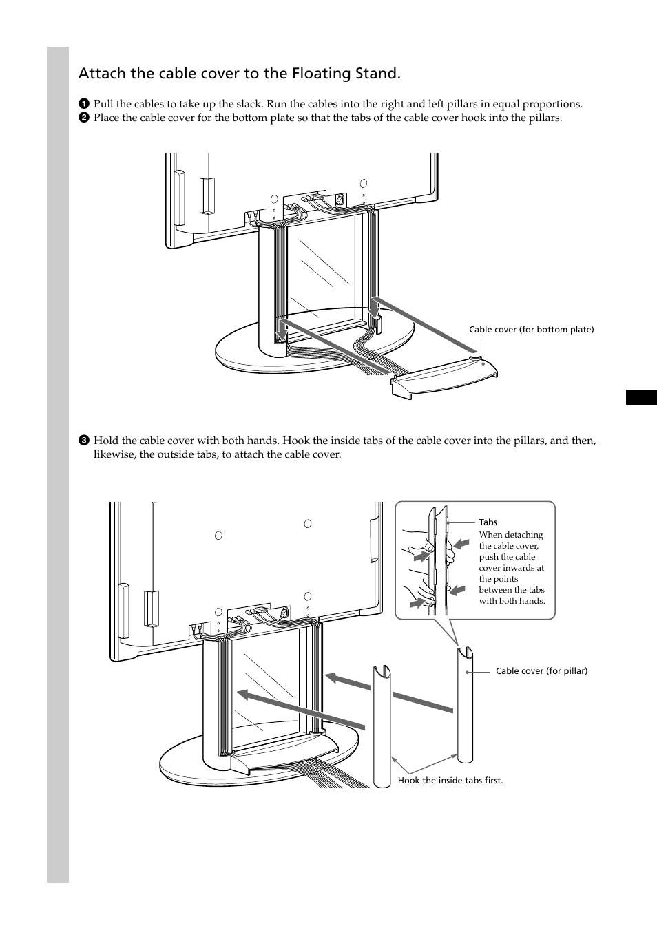 Attach the cable cover to the floating stand | Sony SU-PF2 User Manual | Page 11 / 40