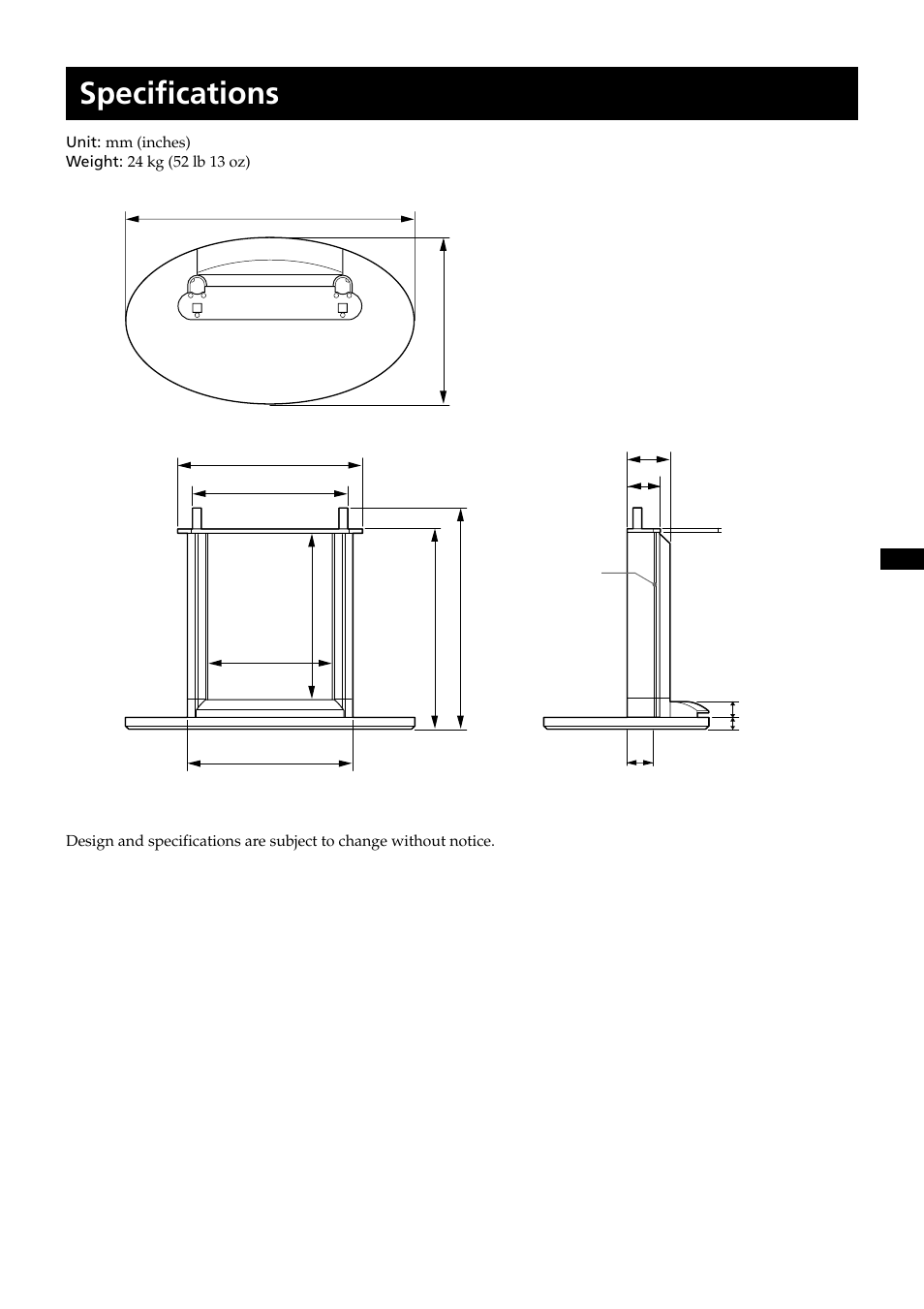 Specifications | Sony SU-PF2 User Manual | Page 13 / 40