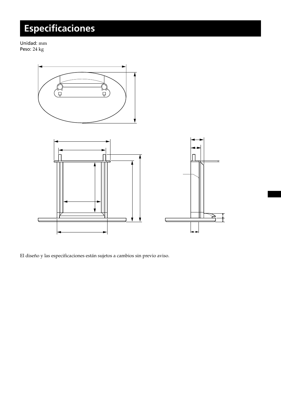 Especificaciones | Sony SU-PF2 User Manual | Page 37 / 40