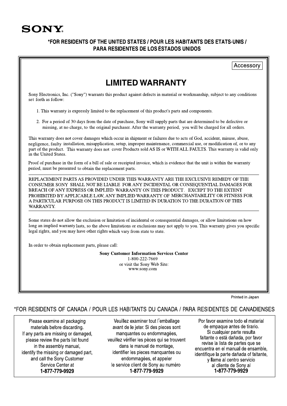 Warranty | Sony SU-PF2 User Manual | Page 39 / 40