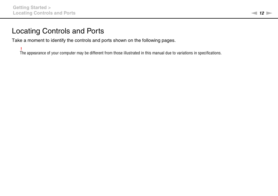 Locating controls and ports | Sony VAIO VPCL2 User Manual | Page 12 / 197