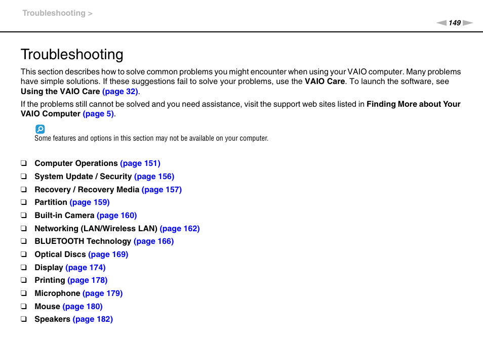 Troubleshooting | Sony VAIO VPCL2 User Manual | Page 149 / 197