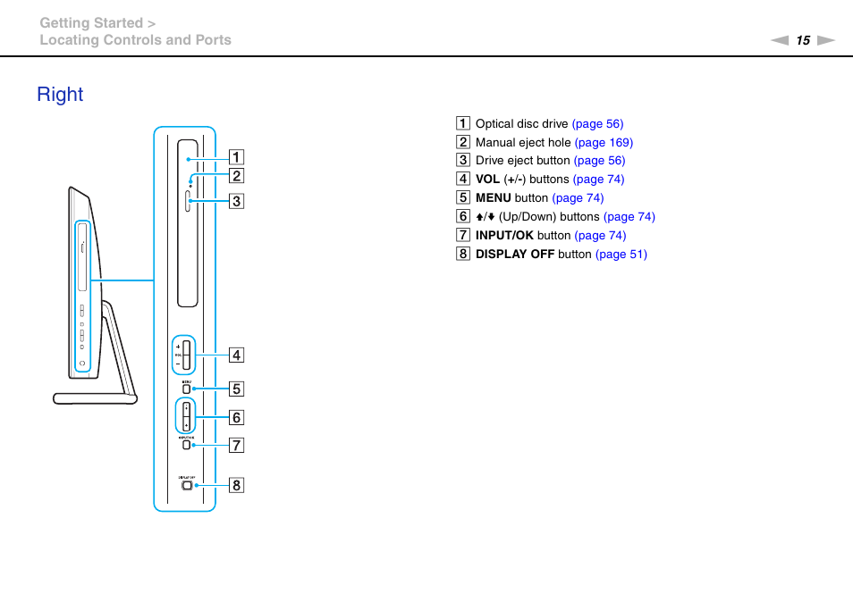 Right | Sony VAIO VPCL2 User Manual | Page 15 / 197