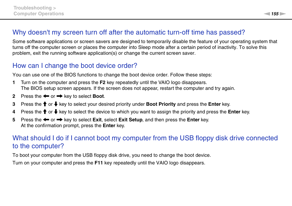 How can i change the boot device order | Sony VAIO VPCL2 User Manual | Page 155 / 197