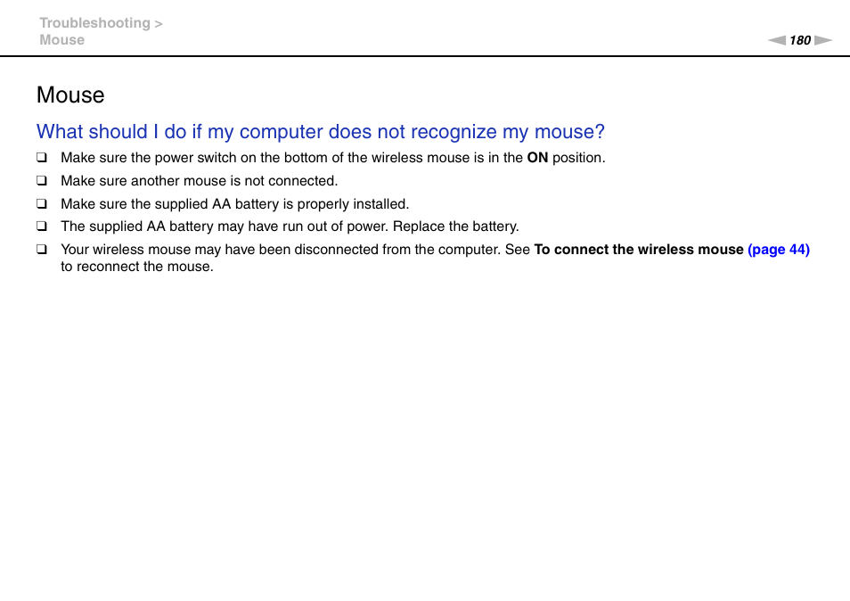 Mouse | Sony VAIO VPCL2 User Manual | Page 180 / 197